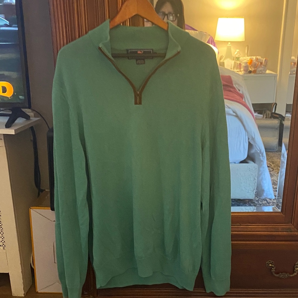 Vineyard Vines Men's Green Zip-Up Sweater